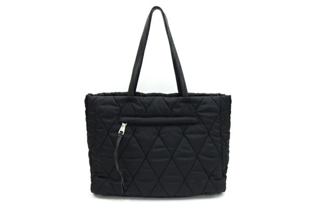 Prada quilted shoulder leather black bag tote Black